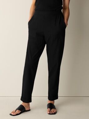 Eileen fisher black Washable Stretch Crepe Cuffed Pant size M